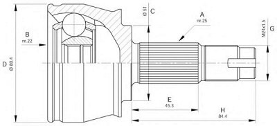 OPEN PARTS cvj538310 -  Шарнирный комплект, приводной вал